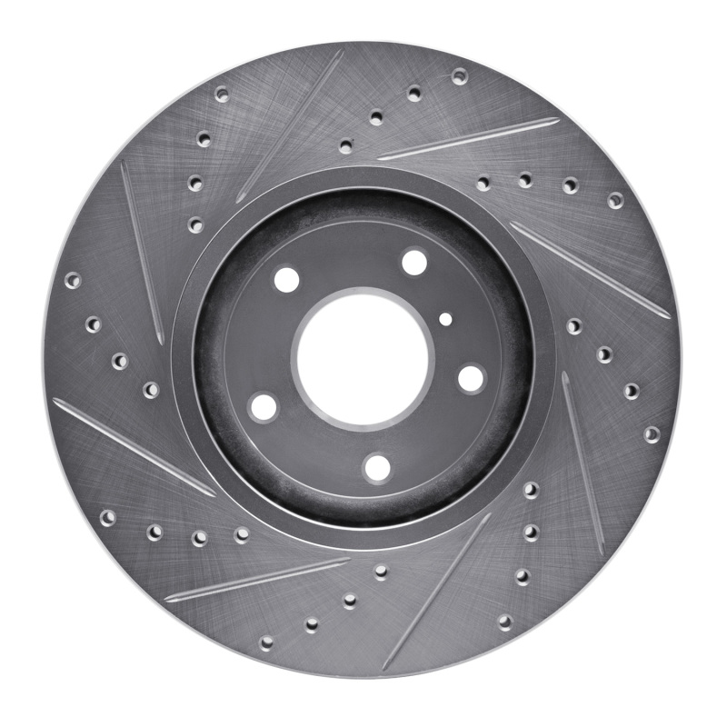 Infiniti M35 Brake Rotor (1) - Front Right - R1 Concepts - Drilled & Slotted - Silver - `03-`23